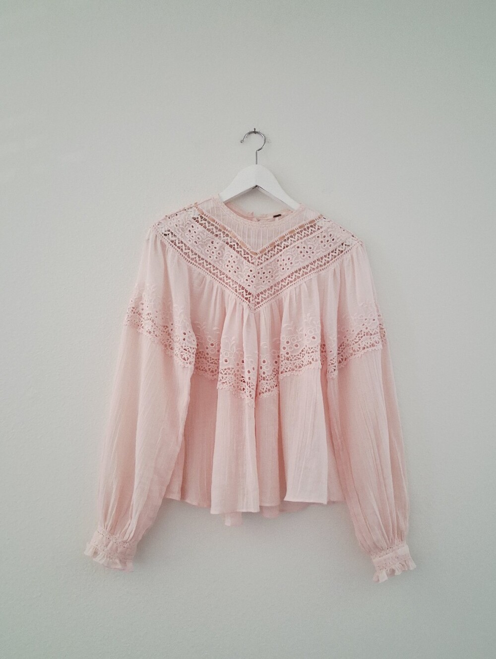 Free People Abigail Victorian Lace Blouse In Moon Cake - Picture 3 of 13